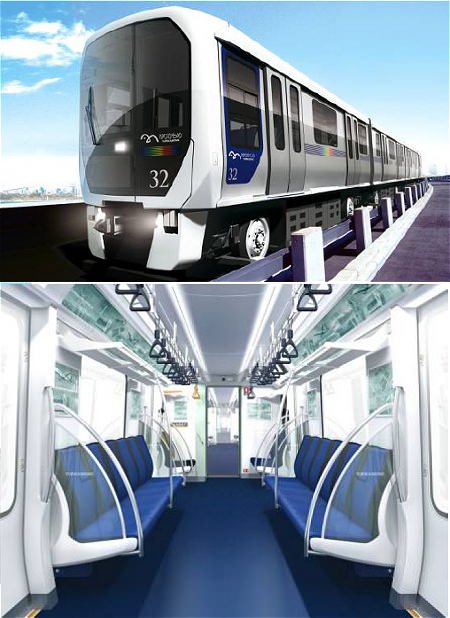 ↑ ゆりかもめ7300系外形と車内デザインイメージ
