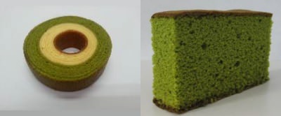 ↑ 抹茶ミルクバウム(左)と抹茶かすてら(右)