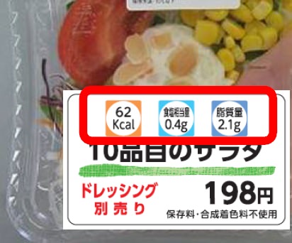 ↑ サラダにおける商品ラベルの表示イメージ