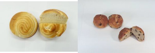 ↑ こだわりパン工房Natural Tasteふんわりミルクブレッド(左)と同レーズンブレッド(右)