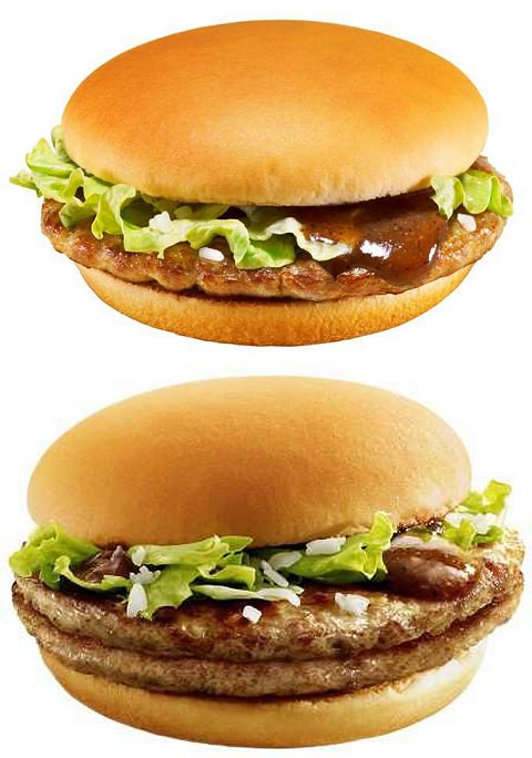 ↑ マックポーク(上)とマックポークダブル(下)