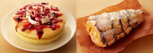 ↑ 「T'sパンケーキ ホリデーダブルベリーハニー」(左)と「アマクロツリー」(右)
