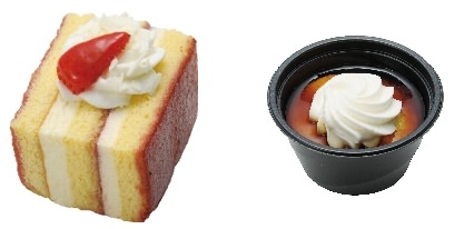 ↑ 「ホワイトチョコとラズベリーのケーキ」(左)と「焼りんごと黒蜜風味のケーキ」(右)