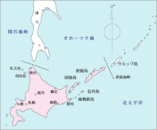 ↑ 北方領土とその周辺の地図