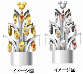 ↑ 「ディズニー 純金/銀製ミニクリスマスツリー 2013」(左)と「ディズニー 銀製ミニクリスマスツリー 2013」(いずれもイメージ図)