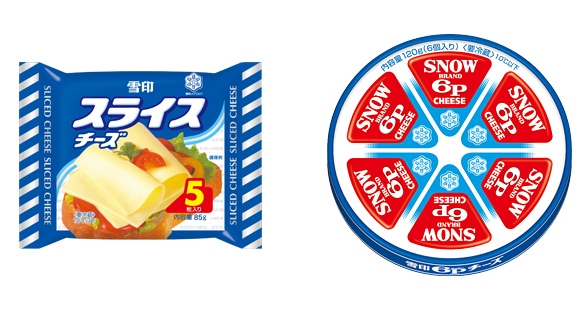 ↑ 容量変更対象商品となるスライスチーズと6Pチーズ(一例)