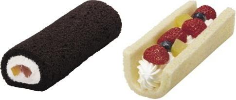 ↑ 「節分 7つのフルーツロールケーキ」(左)と「節分 スペシャルロールケーキ」(右)