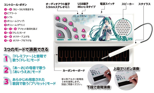 ↑ 歌うキーボード ポケット・ミクの仕様