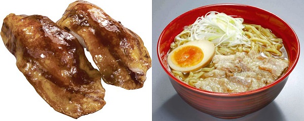 ↑ 「イベリコ豚の大とろ」(左)と「イベリコとんこつらーめん」(右)
