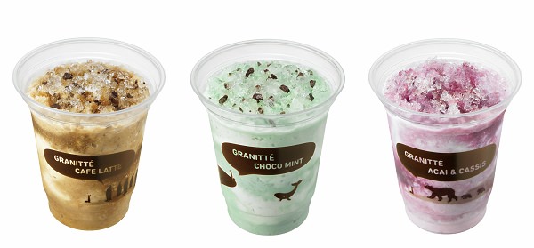 ↑ 左から「グラニッテ(カフェラテ)」「グラニッテ(チョコミント)」「グラニッテ(アサイー&カシス)」