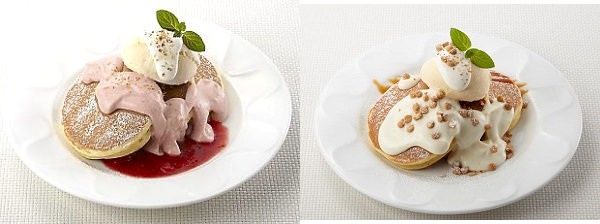 ↑ 左から「いちごとマスカルポーネチーズのクリームパンケーキ」「ホワイトチョコクリームパンケーキ」