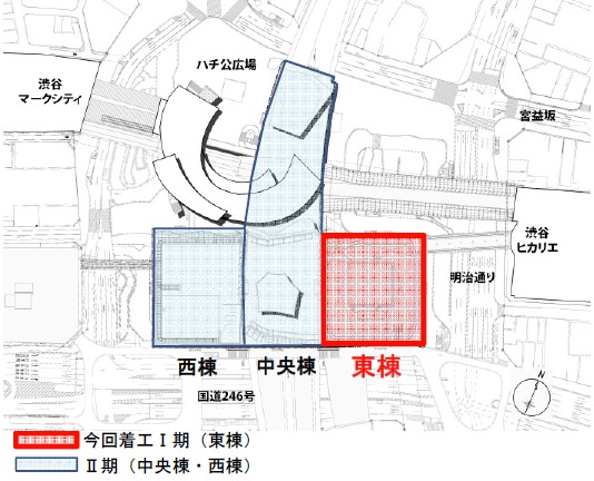 ↑ 渋谷駅街区開発計画・位置図