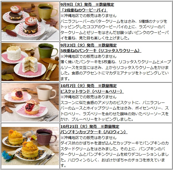 ↑ デザート4品目。価格はすべて税込395円。フォークとナイフ付き