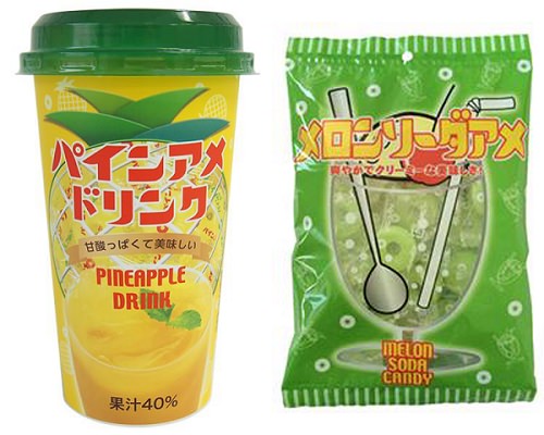 ↑ 左からパインアメドリンク、メロンソーダアメ