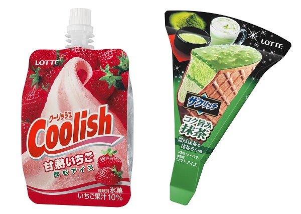 ↑ 左からクーリッシュ 甘熟いちご、ザクリッチ コク旨み抹茶