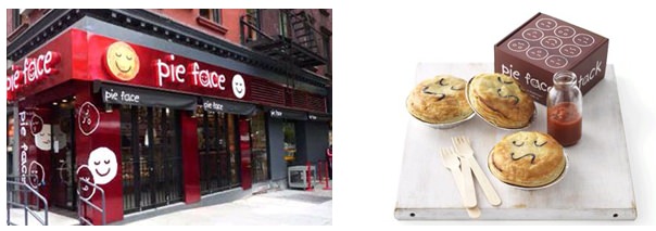 ↑ Pie Face店舗と実商品例