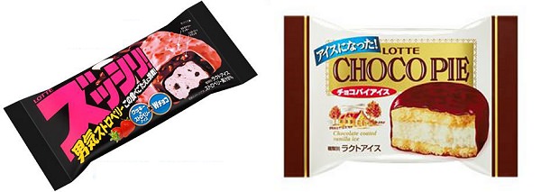 ↑ 「ズッシリ! 男気ストロベリー」と「チョコパイアイス」