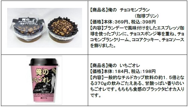 ↑ 俺のチョコモンブラン(珈琲プリン)と俺のいちごオレ