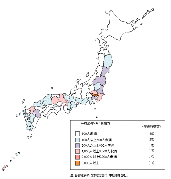 ↑ 都道府県別待機児童実情(2017年4月1日時点)