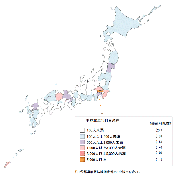 ↑ 都道府県別待機児童実情(2018年4月1日時点)