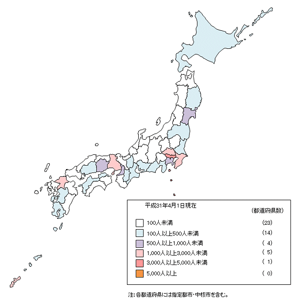 ↑ 都道府県別待機児童実情(2019年4月1日時点)