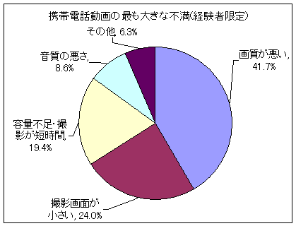 携帯電話による動画の最も大きな不満は?