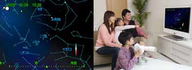↑ 液晶画面とテレビ接続中の様子