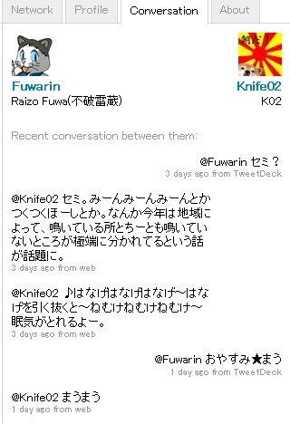 ↑ 試しに某氏と当方との直近会話を表示させてみる。……くだらない話ばかりだ(笑)。