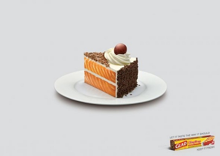 ↑ サーモンの香りがついたショートケーキ