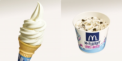 ↑ ソフトツイスト(左)とマックフルーリー オレオ クッキー(右)