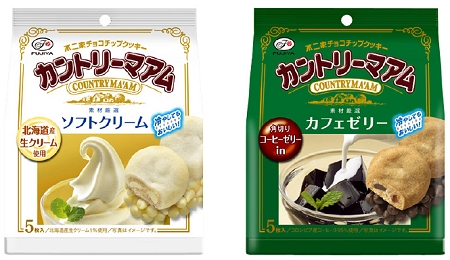↑ 「カントリーマアム(ソフトクリーム)」(左)と「同カフェゼリー」(右)