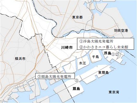 ↑ 両メガソーラー発電所の位置関係