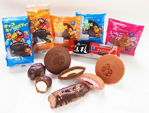 ↑ 森永製菓の人気・定番菓子をチルドデザートで再現した商品群