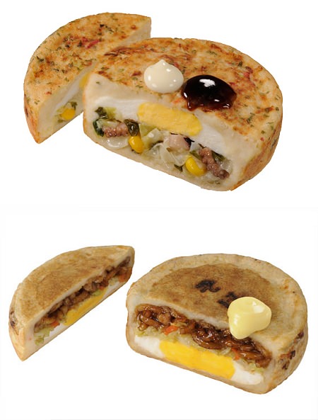 ↑ お好みくうべぇ タコ玉(上)と同月見モダン(下)