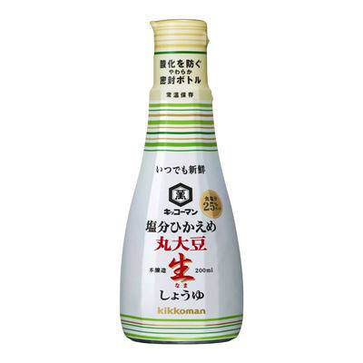 ↑ キッコーマン いつでも新鮮 塩分ひかえめ丸大豆生しょうゆ 200ml