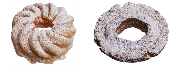 ↑ 粉雪フレンチクルーラー(左)と粉雪オールドファッション(右)