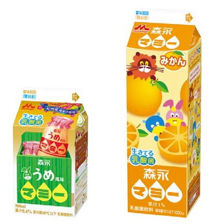↑ 森永うめ風味マミー(左)と森永マミーみかん(右)