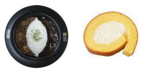 ↑ 左から「ファミマプレミアム 2種類のビーフカレー」「同 濃厚口どけロール」