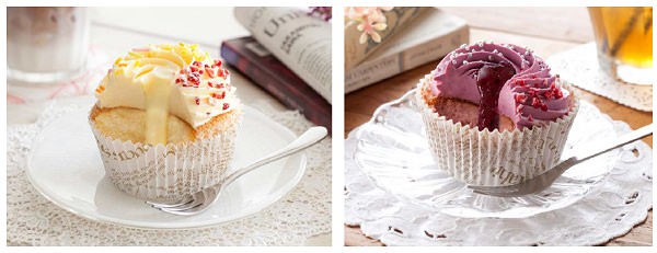 ↑ 左から「カップケーキ(バニラ&カスタード)」「同(ブルーベリー&ブルーベリー)」
