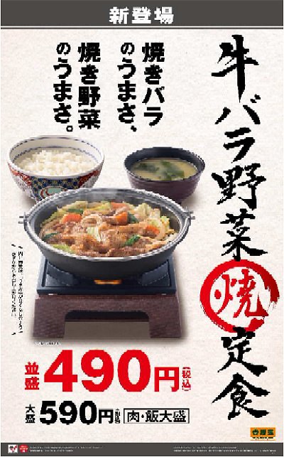 ↑ 牛バラ野菜焼定食公知ポスター