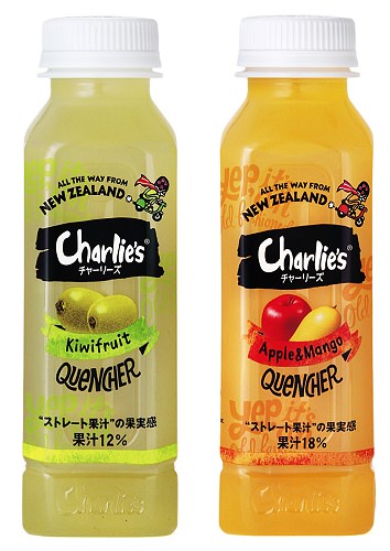 ↑ チャーリーズ キウイ PET330ml/アップル&マンゴー PET330ml