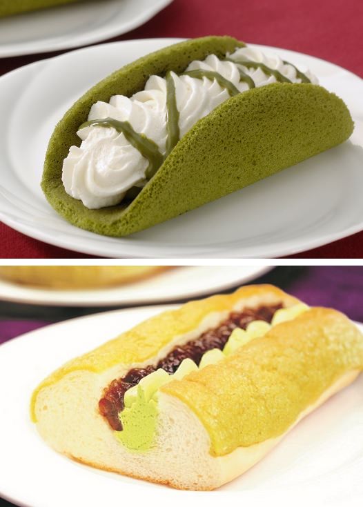 ↑ 抹茶オムレット(上)と抹茶ビスケットロール(下)