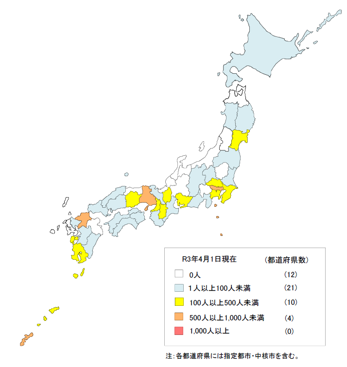 ↑ 都道府県別待機児童実情(2021年4月1日時点)