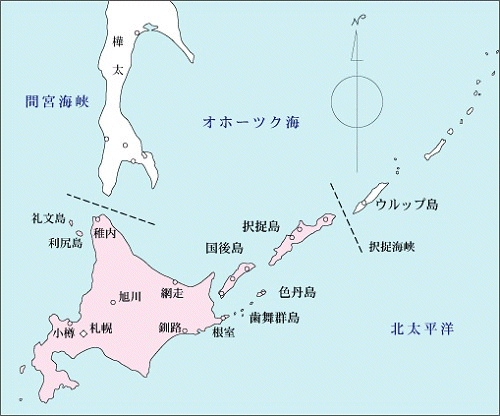 ↑ 北方領土とその周辺の地図